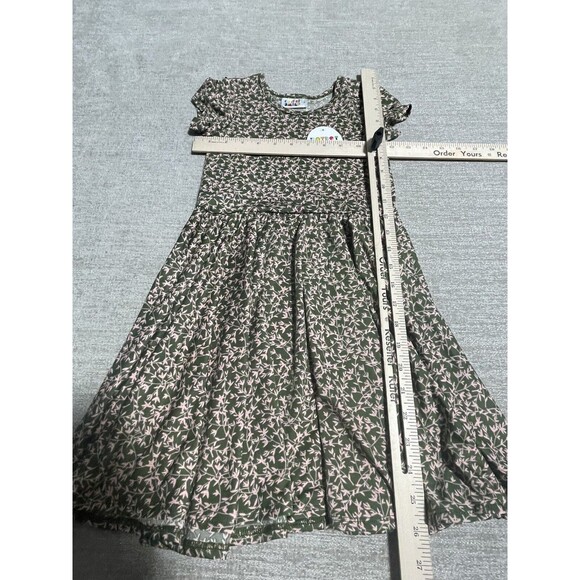 Dot Dot Smile Dress Girl’s Size 7 Green Short Sleeve Floral Graphics - Picture 7 of 11